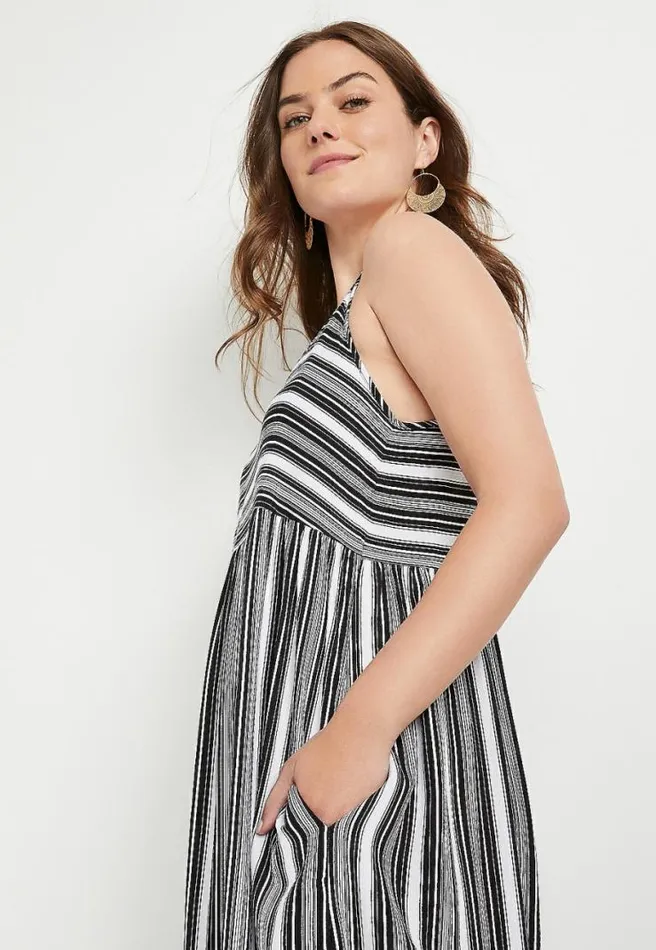 Black Striped Maxi Dress Women Maurices Dresses and Jumpsuits