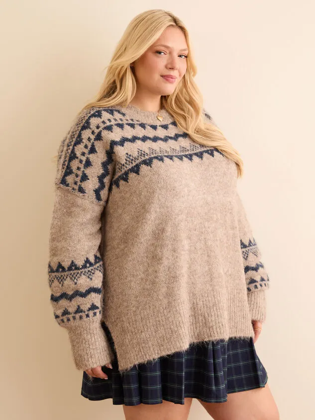 Blaise Fair Isle Oversized Sweater Taupenavy Women Altar039d State Sweaters Cardigans