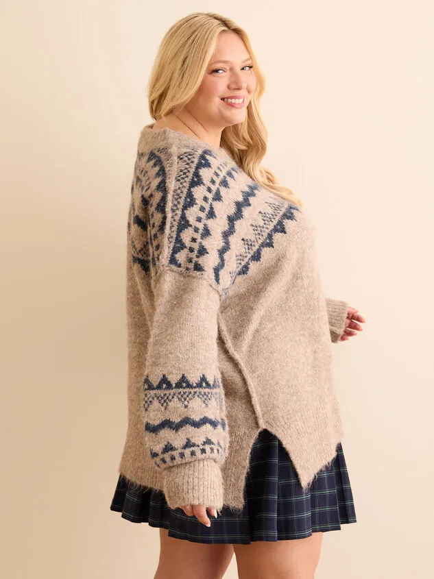 Blaise Fair Isle Oversized Sweater Taupenavy Women Altar039d State Sweaters Cardigans