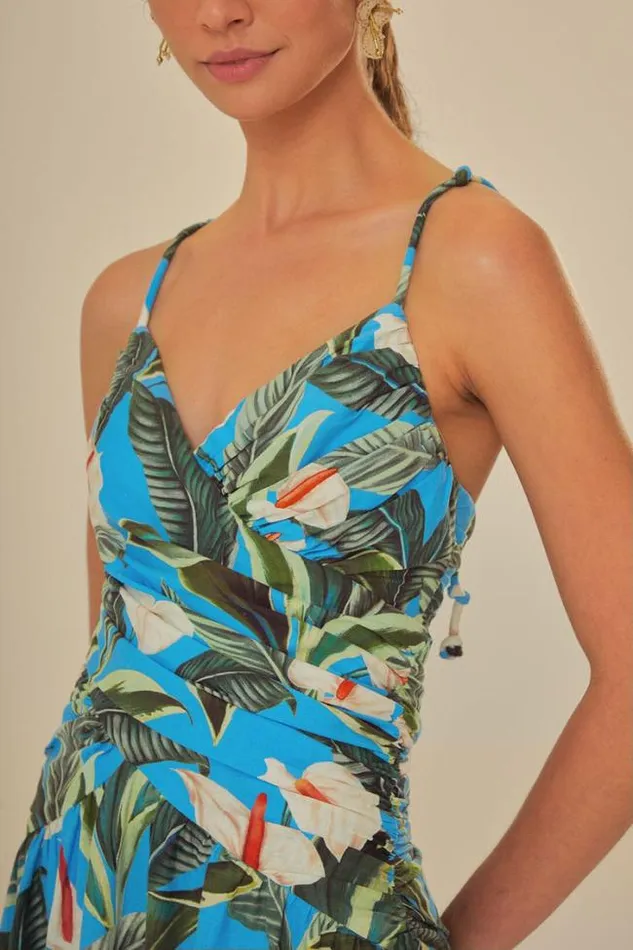 Blue Anthurium Garden Lenzing Ecovero Euroflax Maxi Dress Women FARM Rio Maxi Dresses