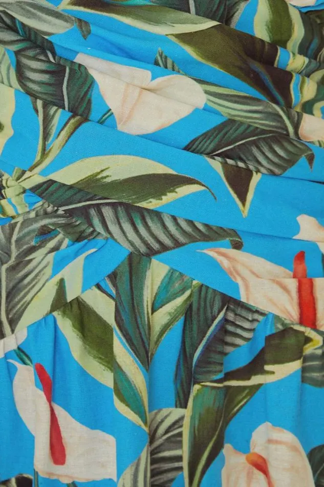 Blue Anthurium Garden Lenzing Ecovero Euroflax Maxi Dress Women FARM Rio Maxi Dresses