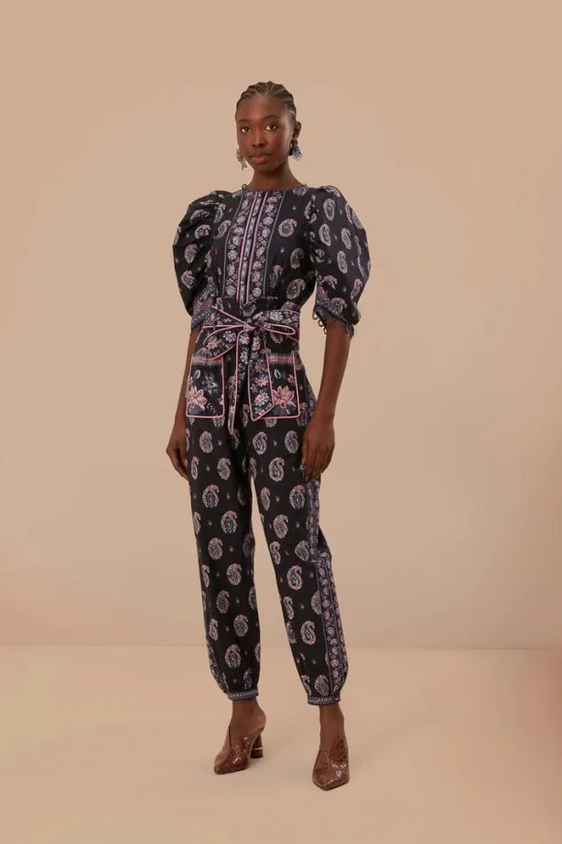 Blue Ayla Short Sleeve Jumpsuit Women FARM Rio Jumpsuits