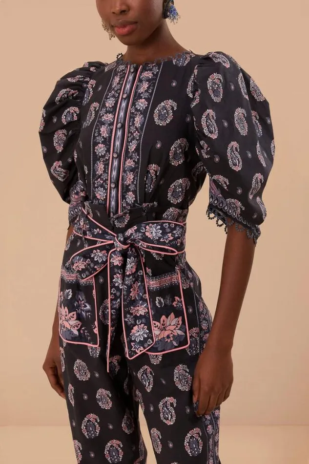 Blue Ayla Short Sleeve Jumpsuit Women FARM Rio Jumpsuits