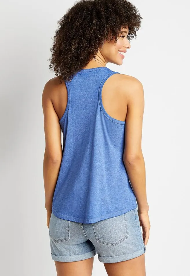 Blue Metallic Pineapple Graphic Tank Top Women Maurices Tops