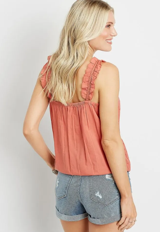 Blush Ruffle Strap Tank Top Women Maurices Tops