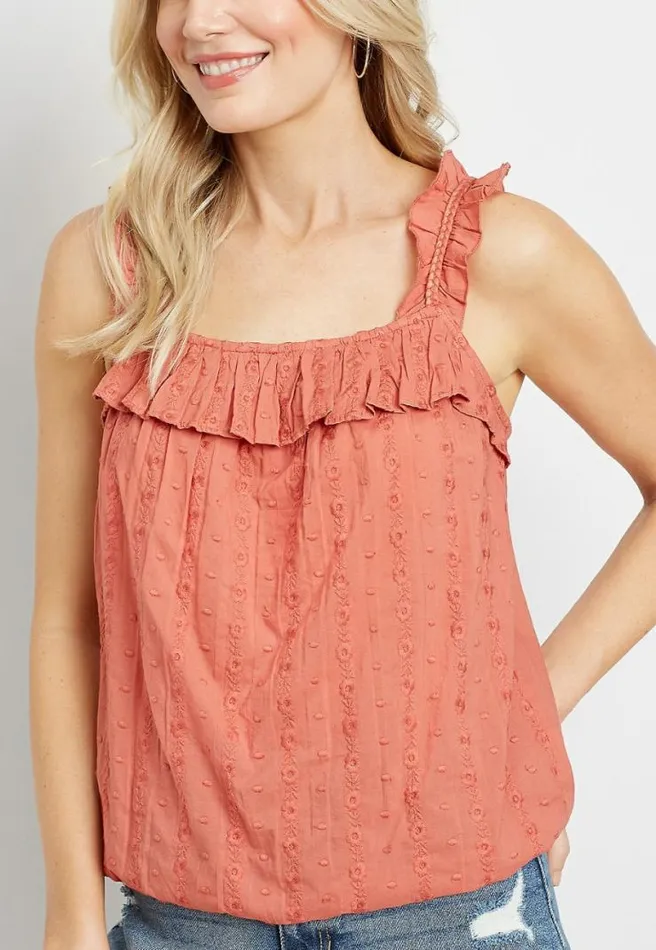 Blush Ruffle Strap Tank Top Women Maurices Tops