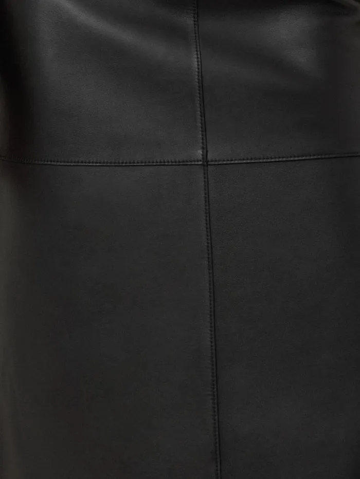 Bonded Leather Skirt Black Women Jigsaw Skirts