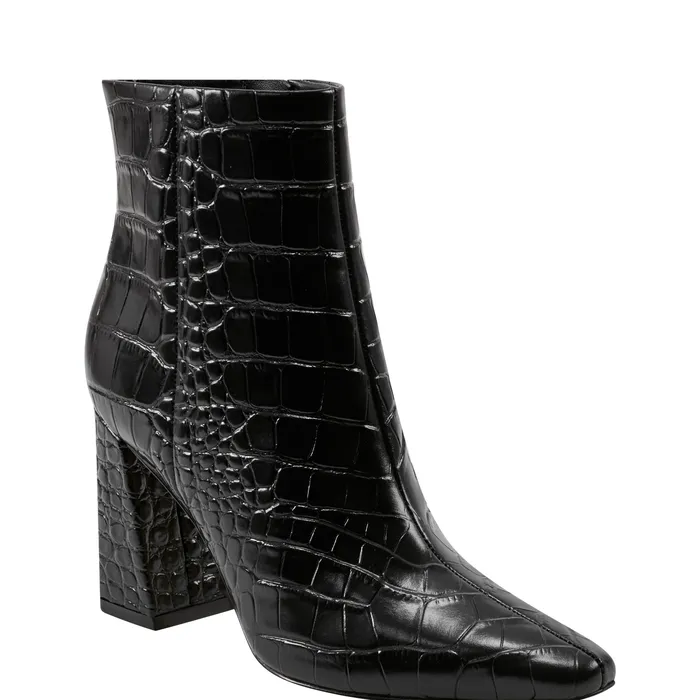 Booties Women Yanara Heeled Bootie Black Croco Leather Marc Fisher