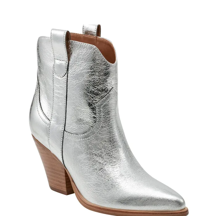 Boots and Booties Women Marlie Western Bootie Silver Leather Marc Fisher