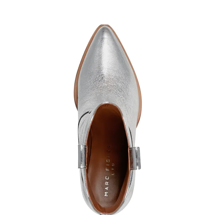 Boots and Booties Women Marlie Western Bootie Silver Leather Marc Fisher