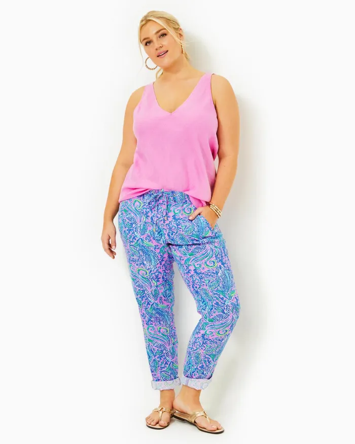 Bottoms Women Lilly Pulitzer 31034 Taron MidRise Linen Pant Lilac Rose We Mermaid It Bottoms Women Lilly Pulitzer 31034 Taron MidRise Linen Pant Lilac Rose We Mermaid It