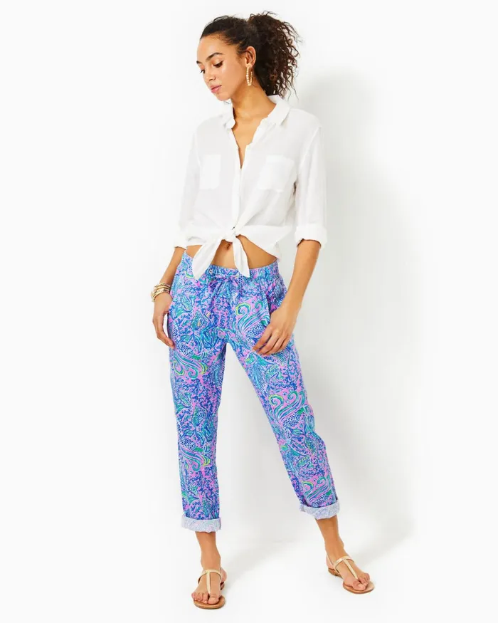 Bottoms Women Lilly Pulitzer 31034 Taron MidRise Linen Pant Lilac Rose We Mermaid It Bottoms Women Lilly Pulitzer 31034 Taron MidRise Linen Pant Lilac Rose We Mermaid It