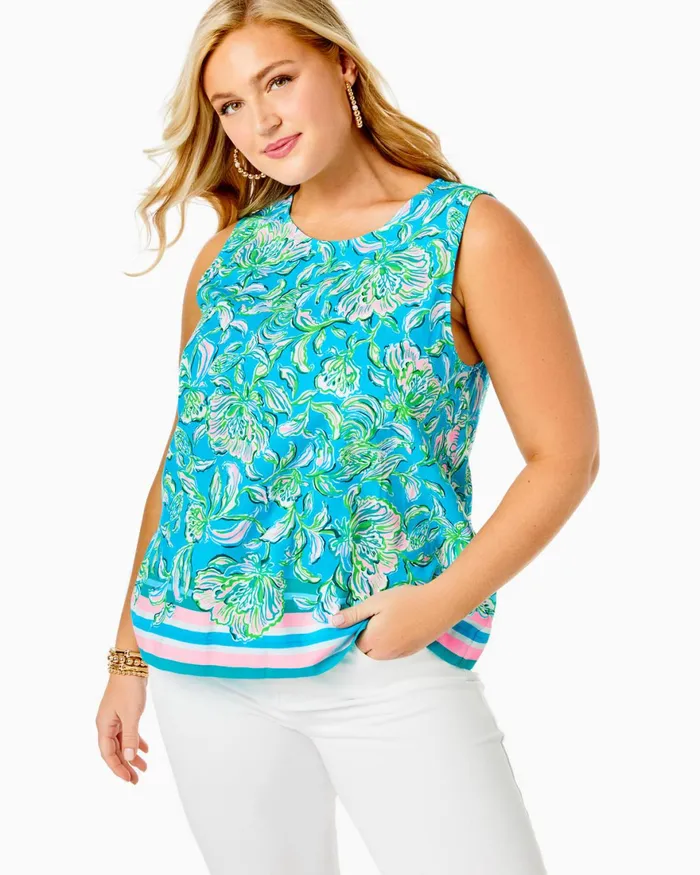Bottoms Women Lilly Pulitzer 32034 Bal Harbour Palazzo Pant Cumulus Blue Chick Magnet Engineered Pants