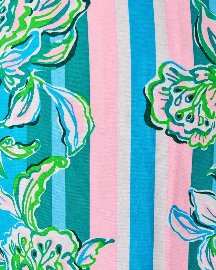 Bottoms Women Lilly Pulitzer 32034 Bal Harbour Palazzo Pant Cumulus Blue Chick Magnet Engineered Pants