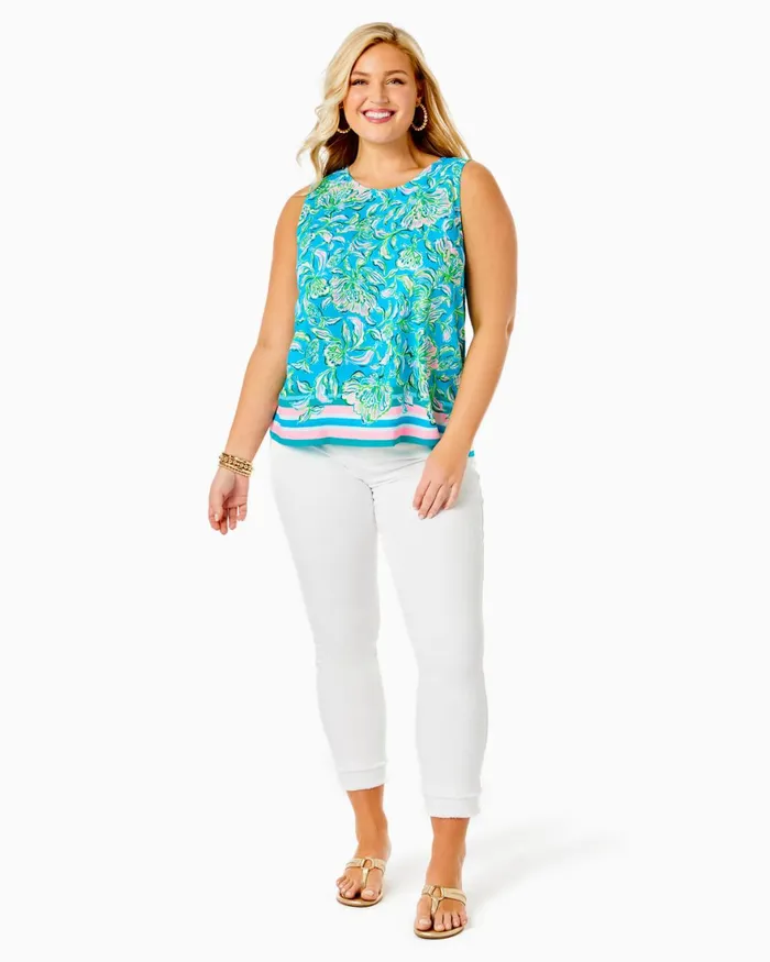 Bottoms Women Lilly Pulitzer 32034 Bal Harbour Palazzo Pant Cumulus Blue Chick Magnet Engineered Pants