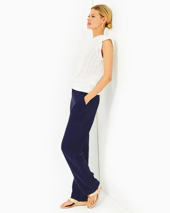 Bottoms Women Lilly Pulitzer 32034 Breeta Linen Trouser True Navy X True Navy Bottoms Women Lilly Pulitzer 32034 Breeta Linen Trouser True Navy X True Navy