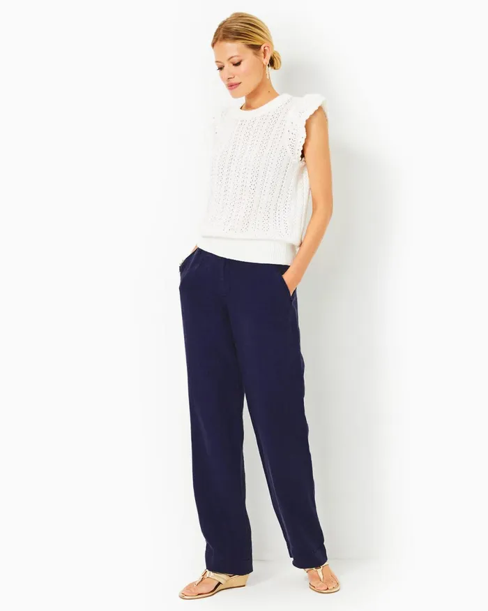 Bottoms Women Lilly Pulitzer 32034 Breeta Linen Trouser True Navy X True Navy Bottoms Women Lilly Pulitzer 32034 Breeta Linen Trouser True Navy X True Navy