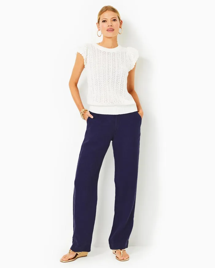 Bottoms Women Lilly Pulitzer 32034 Breeta Linen Trouser True Navy X True Navy Bottoms Women Lilly Pulitzer 32034 Breeta Linen Trouser True Navy X True Navy