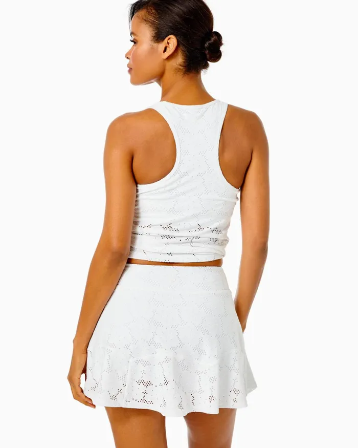 Bottoms Women Lilly Pulitzer Luxletic Corrine Skort Resort White Floral Stretch Eyelet Jacquard