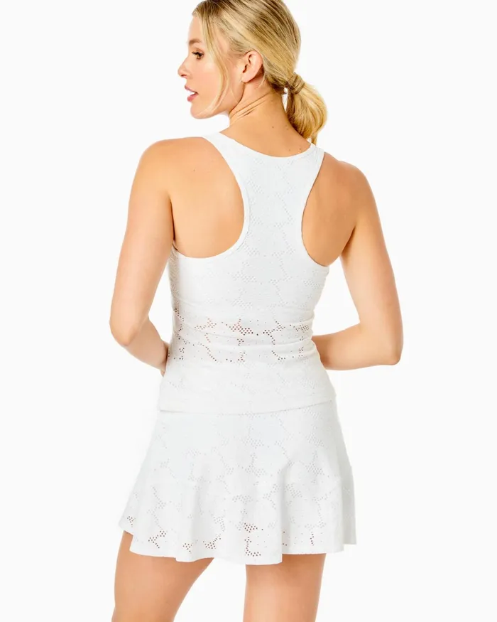 Bottoms Women Lilly Pulitzer Luxletic Corrine Skort Resort White Floral Stretch Eyelet Jacquard
