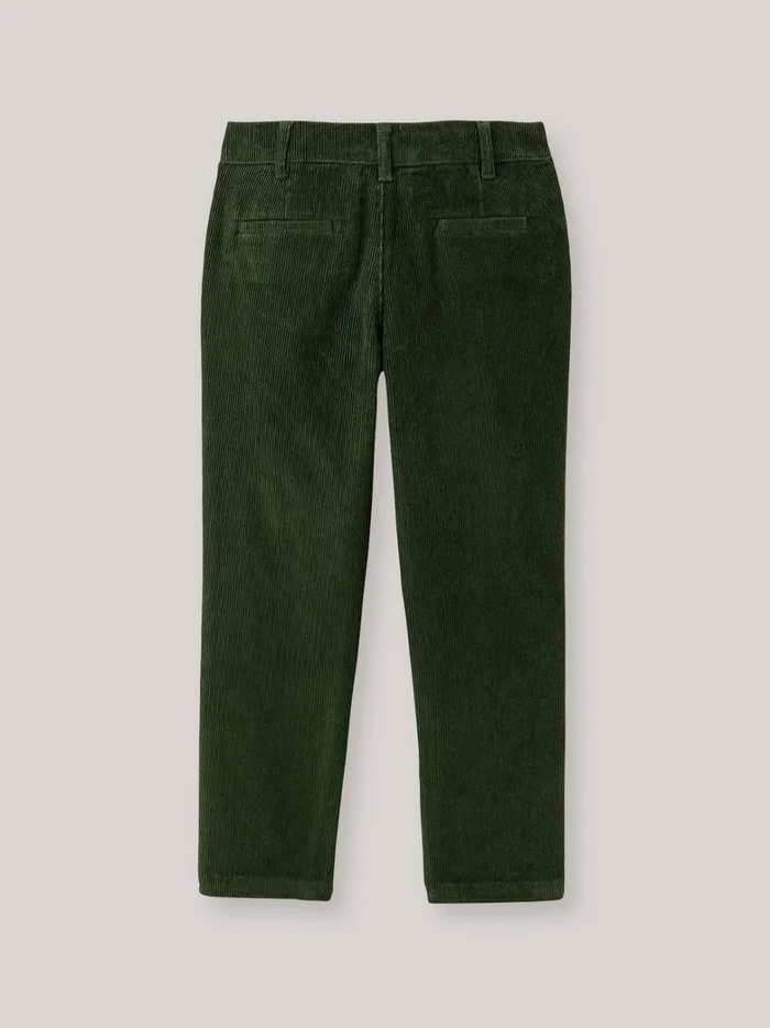 Boys Clothing Cyrillus Corduroy Chino Trousers Vert Chasse