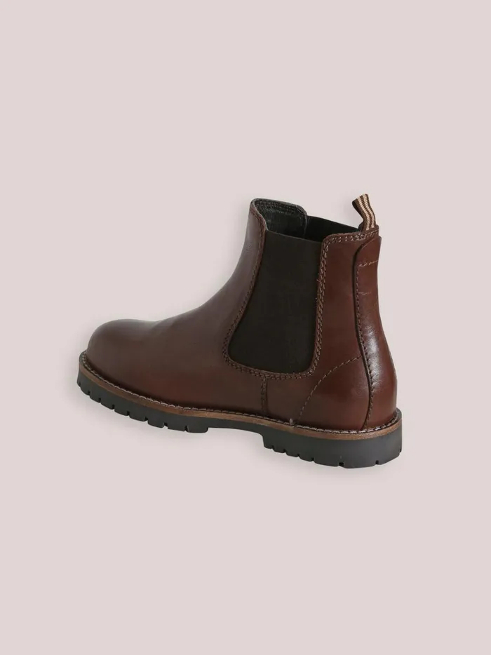 Boys Shoes Cyrillus Leather Chelsea Boots Chocolat