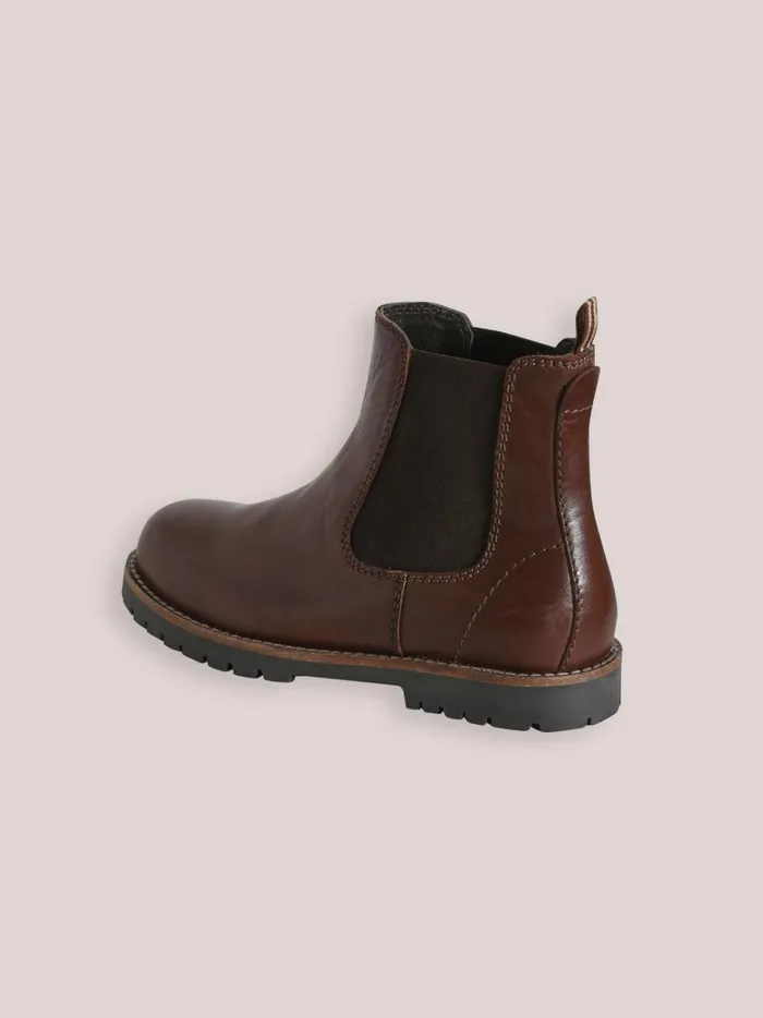 Boys Shoes Cyrillus Leather Chelsea Boots Chocolat