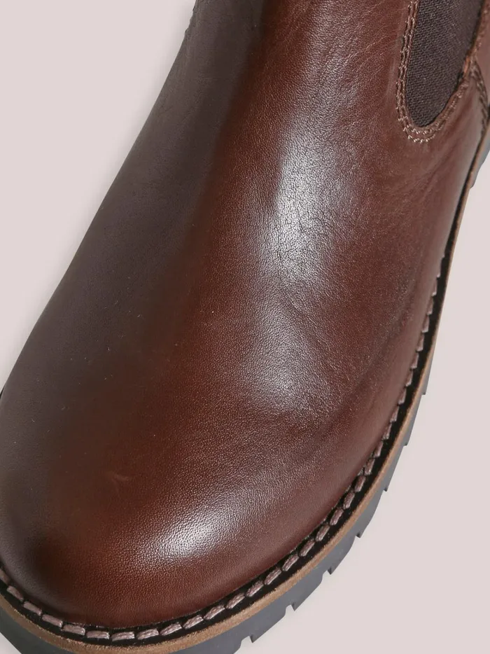 Boys Shoes Cyrillus Leather Chelsea Boots Chocolat