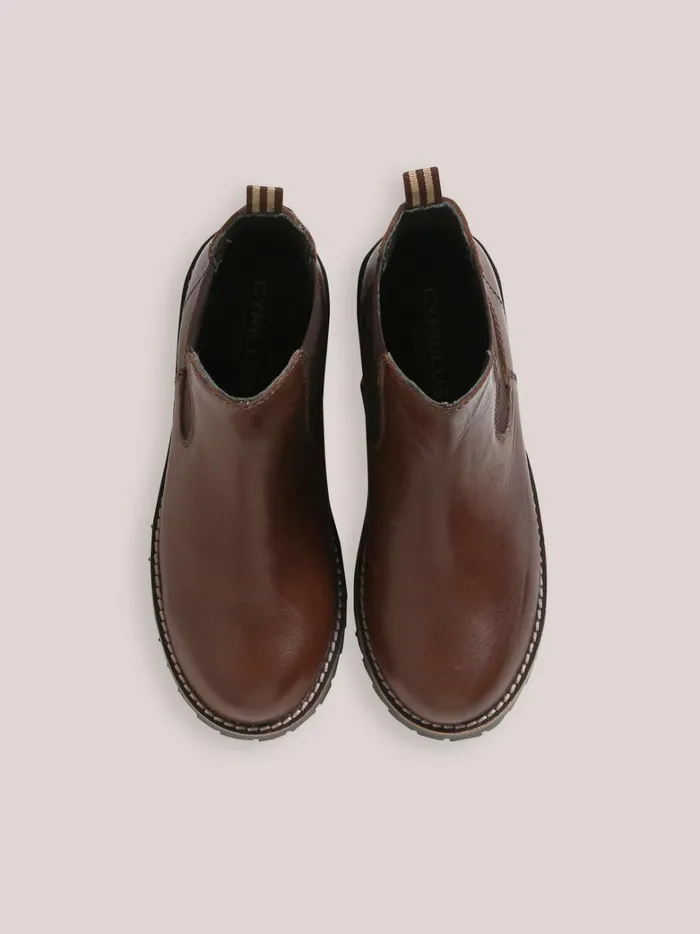 Boys Shoes Cyrillus Leather Chelsea Boots Chocolat