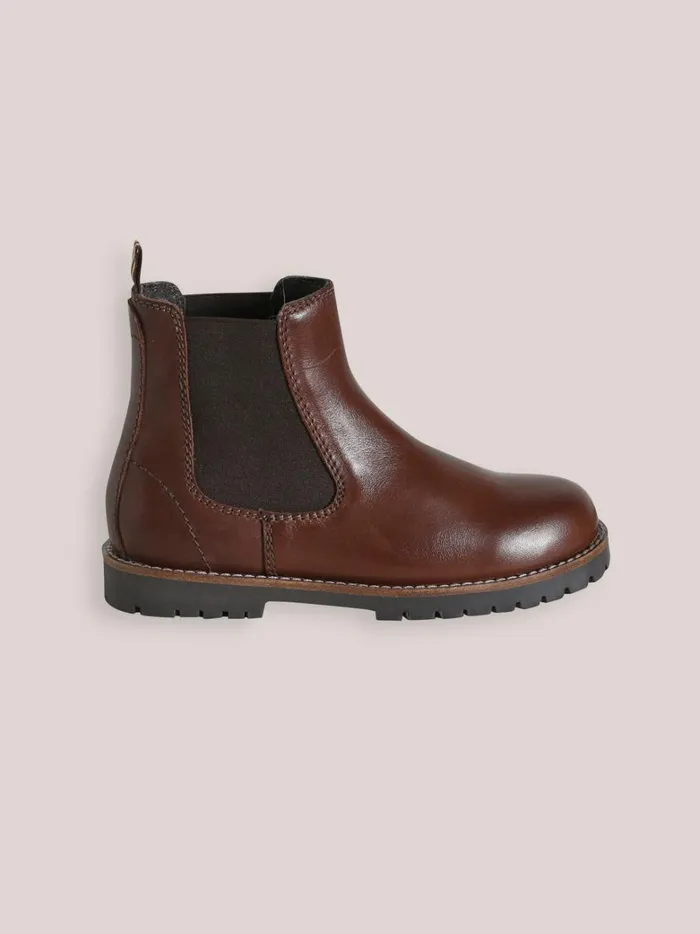 Boys Shoes Cyrillus Leather Chelsea Boots Chocolat