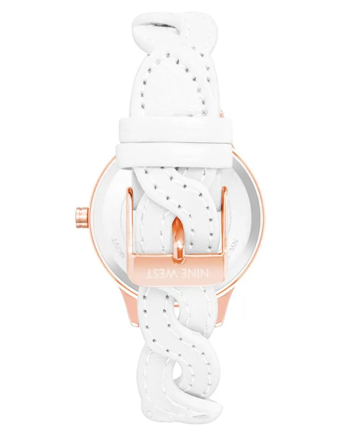 Braid Patterned Strap Watch White Women Nine West Straps