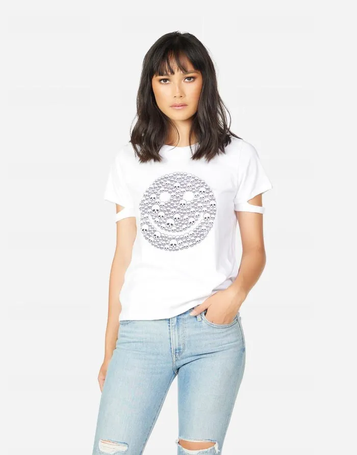 Bri Happy Skulls White Women Lauren Moshi Short Sleeve