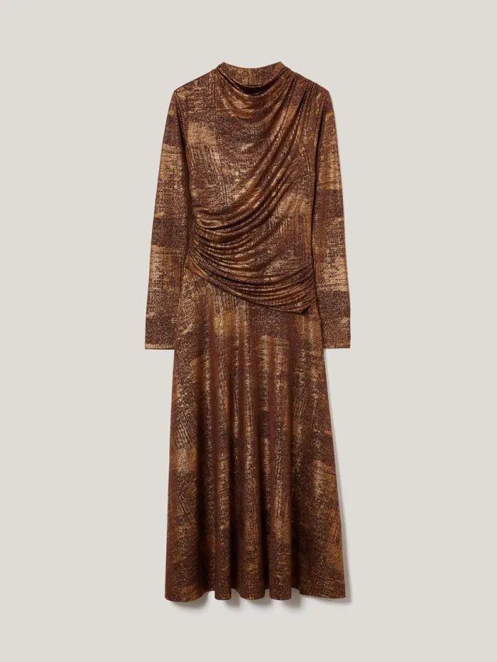 Brushed Bronze Draped Dress Bronze Women Jigsaw Party