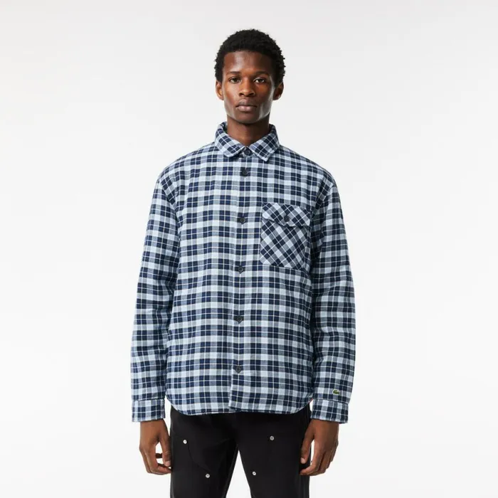 Button Down Shirts Men Lacoste Men039s Checked Overshirt With Quilted Lining Navy Blue White Qli Button Down Shirts Men Lacoste Men039s Checked Overshirt With Quilted Lining Navy Blue White Qli