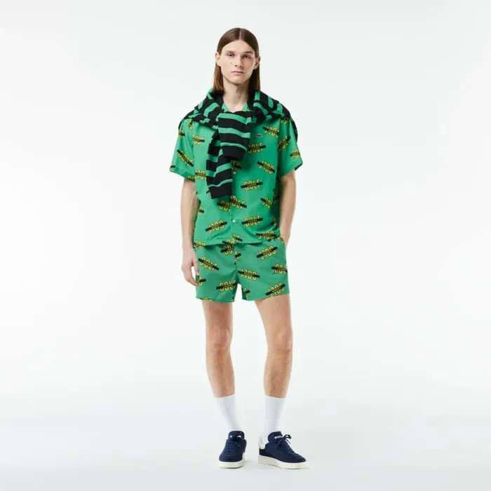 Button Down Shirts Men Lacoste Men039s Golf Print Button Down Shirt Green White Qki