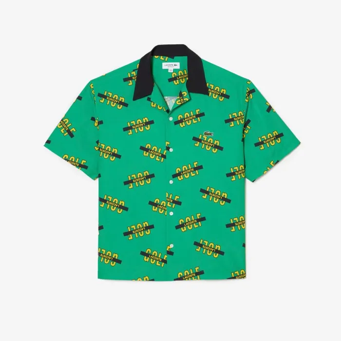Button Down Shirts Men Lacoste Men039s Golf Print Button Down Shirt Green White Qki