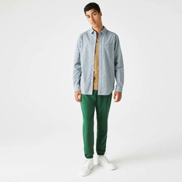 Button Down Shirts Men Lacoste Men039s Regular Fit Check Print Shirt White Green Yellow Tq1