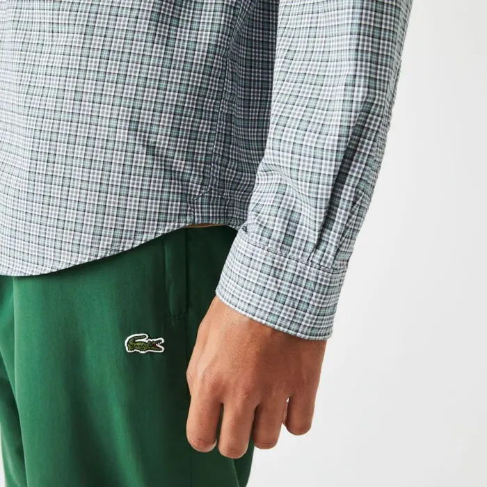 Button Down Shirts Men Lacoste Men039s Regular Fit Check Print Shirt White Green Yellow Tq1