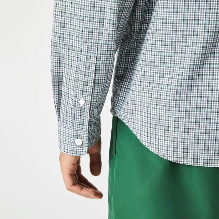 Button Down Shirts Men Lacoste Men039s Regular Fit Check Print Shirt White Green Yellow Tq1
