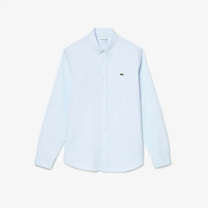 Button Down Shirts Men Lacoste Men039s Regular Fit Premium Cotton Shirt Pastel Blue Hbp