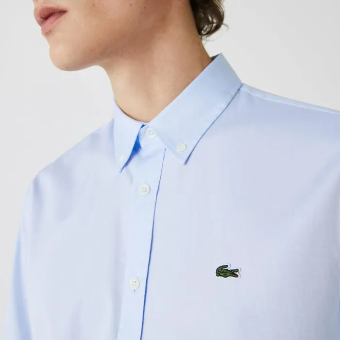 Button Down Shirts Men Lacoste Men039s Regular Fit Premium Cotton Shirt Pastel Blue Hbp