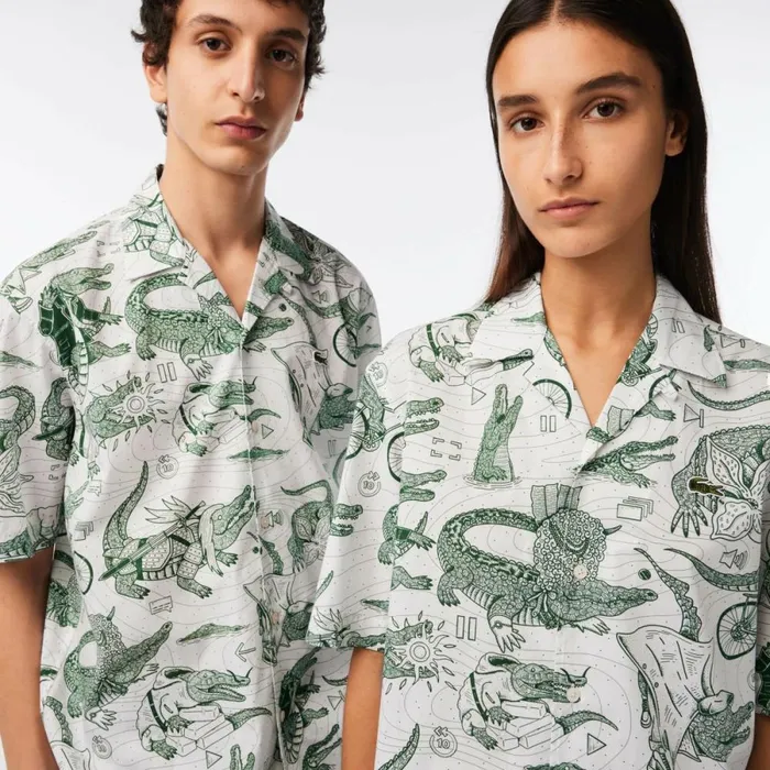 Button Down Shirts MenWomen Lacoste Unisex Lacoste X Netflix Short Sleeve Printed Shirt Multicolor C50