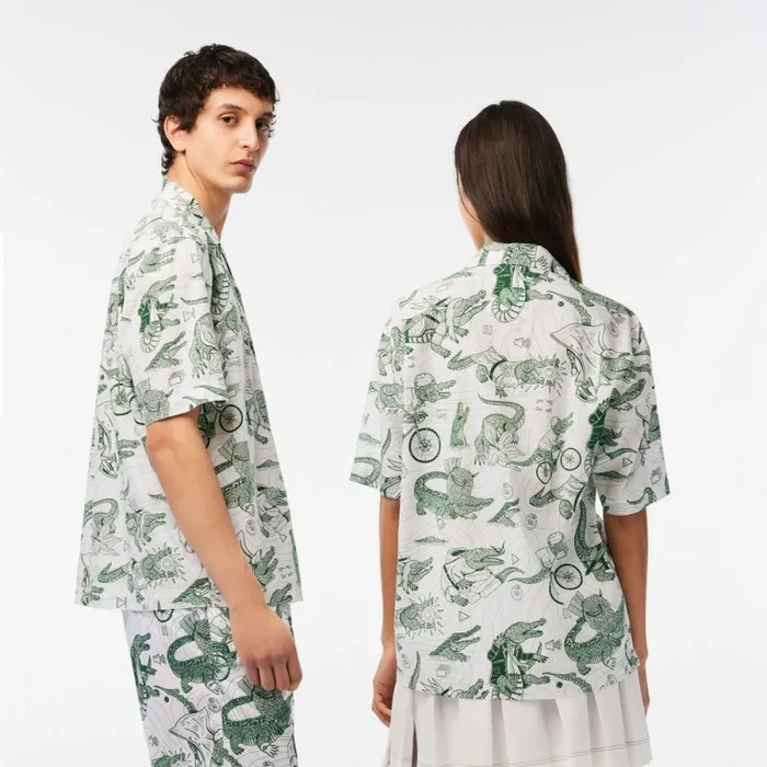 Button Down Shirts MenWomen Lacoste Unisex Lacoste X Netflix Short Sleeve Printed Shirt Multicolor C50