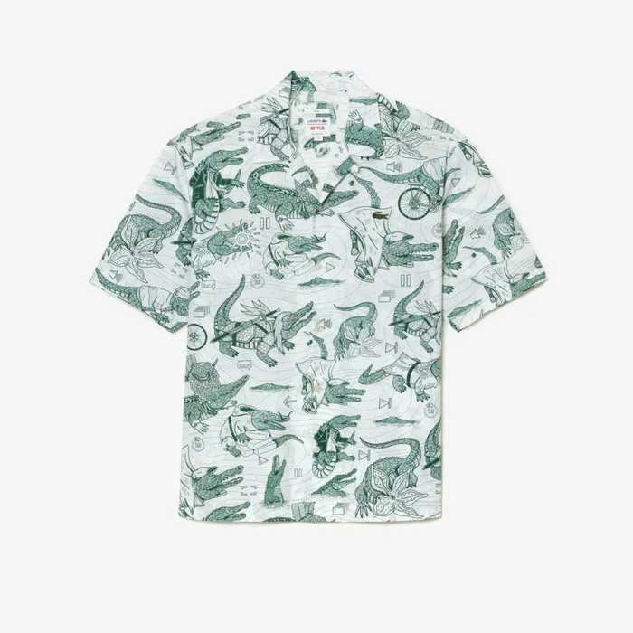Button Down Shirts MenWomen Lacoste Unisex Lacoste X Netflix Short Sleeve Printed Shirt Multicolor C50