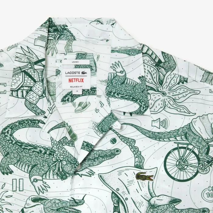 Button Down Shirts MenWomen Lacoste Unisex Lacoste X Netflix Short Sleeve Printed Shirt Multicolor C50
