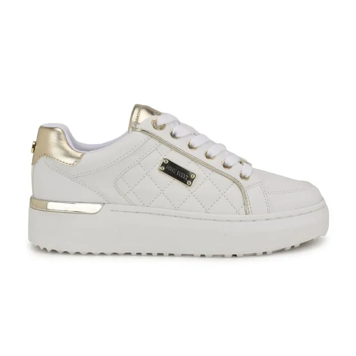 Cafee LaceUp Platform Sneakers Whitegold Women Nine West Flats