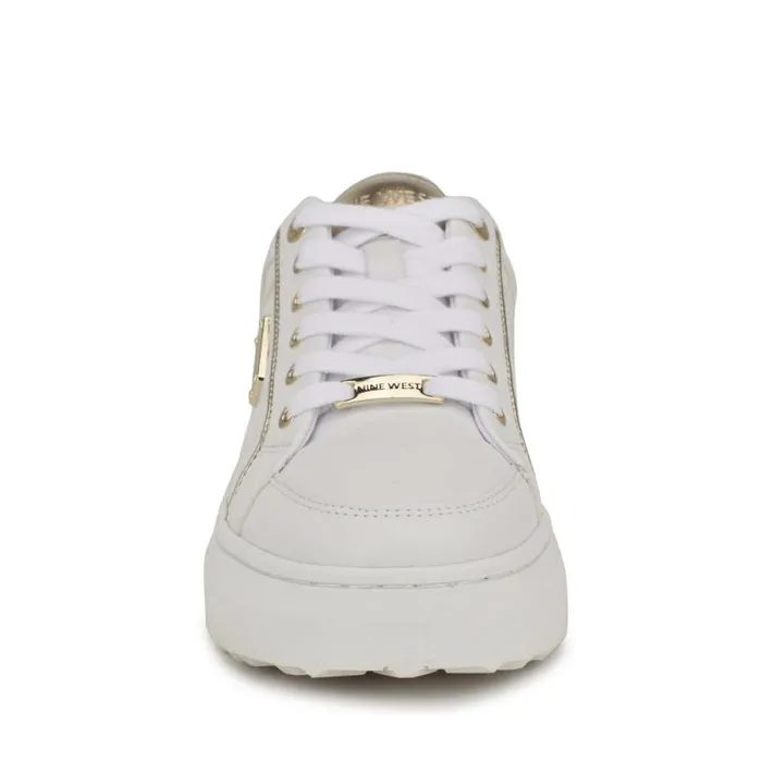 Cafee LaceUp Platform Sneakers Whitegold Women Nine West Flats Cafee LaceUp Platform Sneakers Whitegold Women Nine West Flats