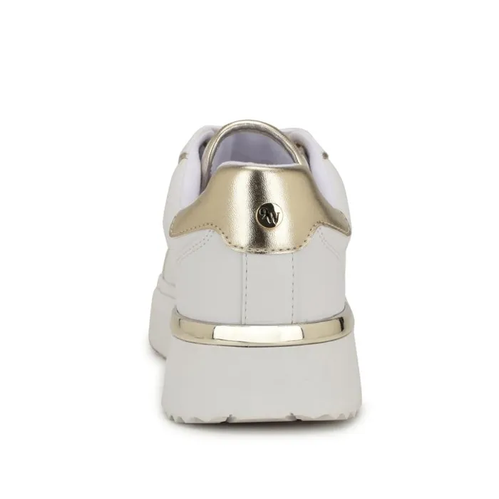 Cafee LaceUp Platform Sneakers Whitegold Women Nine West Flats Cafee LaceUp Platform Sneakers Whitegold Women Nine West Flats