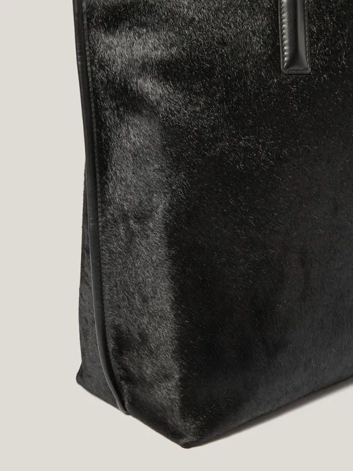 Calf Hair Leather Tote Black Women Jigsaw Bags