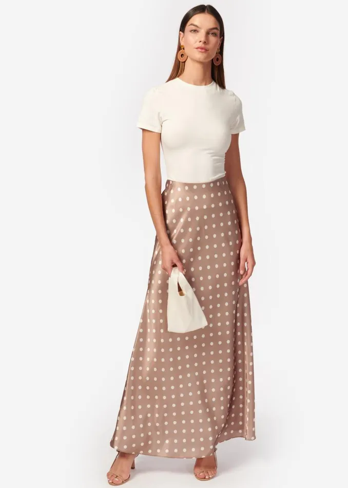 CAMI NYC Bottoms Women Prue Skirt Macadamia Dot